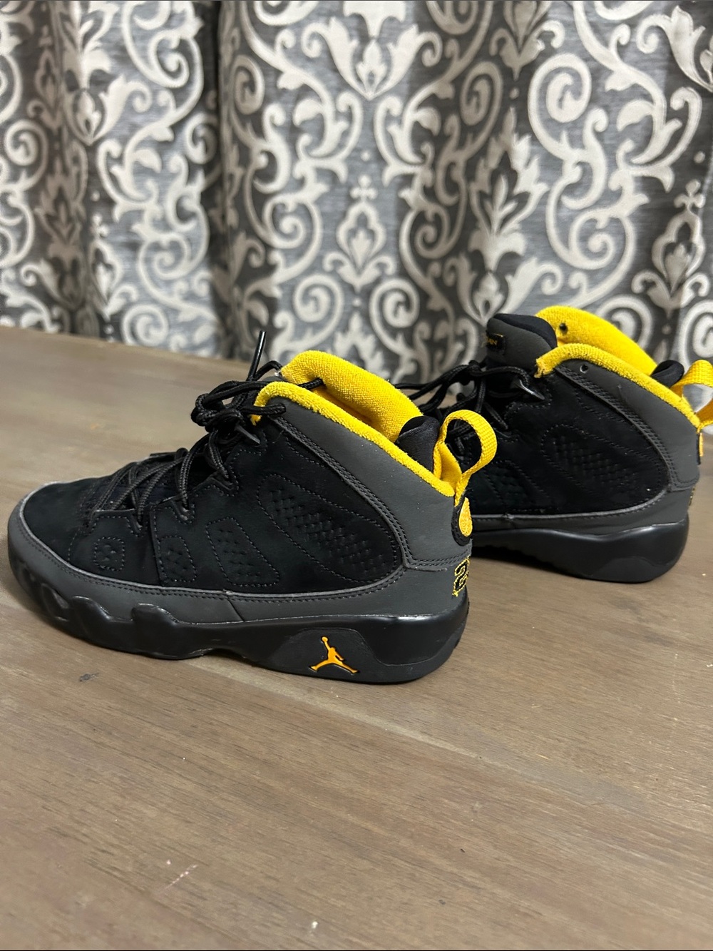 Jordan Kids Black and Yellow High-Top Sneakers